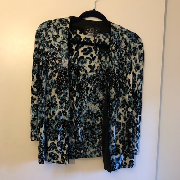 Blue, White, & Black Animal Print Tank Top Jacket - Picture 3 of 8